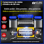 Compresora de Aire Doble Pistón Offroad Fishing 300LPM 150PSI - Imagen 4